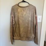 Funny Tan Graphic Sweatshirt with Red and Black Text Size L Photo 2