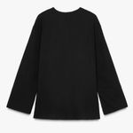 ZARA NWT black flowy long sleeve blouse viscose blend with brown side stripe Photo 7