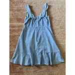 Denim Blue Sleeveless Mini Dress With Ruffle Hem and Tie Straps Blue Size M Photo 4