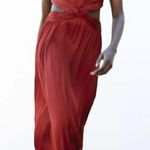 ZARA  maxi dress Burgundy Sleeveless cut out satin effect evening wedding summer Photo 10