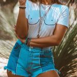 Revice Denim Revice Ziggy High Waisted Patchwork Frayed Denim Cut-Off Jean Shorts Size 26 Photo 0