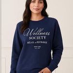 Wildfox Wellness Society sweatshirt sz M Keely Raglan Medieval Blue women's New Photo 0