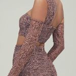 Mistress Rocks New Animal Print Ruched Mesh One Shoulder Crop Top Photo 2