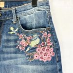 Driftwood  Audrey Straight Embroidered Jeans Size 28 Floral Bird Distressed Boho Photo 2