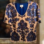 Tracy Reese Neiman Marcus/ Target Top New York Royal Blue Gold Sequins Photo 3