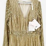Mac Duggal 4977 Gold Sequin Beaded Illusion Sleeve Gown 4 NWT Photo 6
