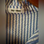 Day + Moon Blue and White Seersucker Shirt Mini Dress Photo 1