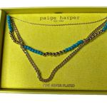 Paige Harper Turquoise Gold Circle Beaded Necklace Fine Silver Plated New in box Photo 2