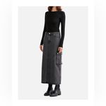 Ena Pelly Nova Denim Maxi Cargo Skirt in Charcoal Wash Size 26 NWOT Gray Photo 5