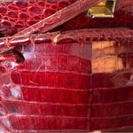 Vintage Deep Red Caiman Crocodile Made in Argentina Alligator purse flawed Photo 8