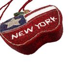 None Beaded New York Apple Flag Small Shoulder Bag Red Photo 3