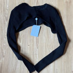 WAYF  Black Ribbed Long Sleeve Shrug Photo 0