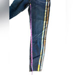 ZARA 7 for all mankind Women's Skinny Jeans‎ Blue Yellow Stripe Size 8 High Waist Photo 5