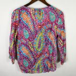 Ralph Lauren Lauren Top Womens Large Pink Paisley 3/4 Sleeve Ruffle Vacation Photo 3