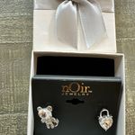 nOir Jewelry Silver Bear and Lock Earrings Photo 2