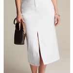 J.Jill Denim Women White Braided Waistband Maxi Skirt Front Slit Size 20 Stretch Photo 1