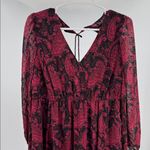 Torrid clip dot Black red Paisley sheer Long Sleeve Dress below knee length 0 Photo 7