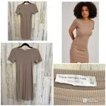 Double Zero * Women's Ribbed T-Shirt Dress Size Medium Casual Chic Taupe Summer Photo 1