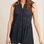 Anthropologie  Nia Polka Dot Sleeveless Tunic Top Womens M Babydoll Blouse Preppy Photo 0
