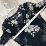 Vintage Floral Blouse v neck mesh womens Black xsmall y2k dark romantic feminine Size XS Photo 2
