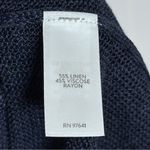 J. Jill Linen Blend Open Front Long Cardigan Navy Blue Pockets Womens Size Large Photo 6