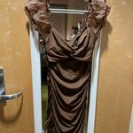 ThatsSoFetch Brown Ruched Dress Photo 2