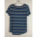 Talbots  Women's Top Short Sleeve Button Back Cotton Blend Blue Striped Small Photo 3