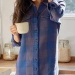 NWT Outerknown Blanket Shirt Dress in Navy/Plaid $168 MSRP Blue Photo 0