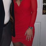 Hello Molly Red Long Sleeve Ruched V Neck Mini Dress Bodycon Photo 2