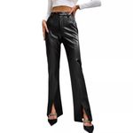 Jason Wu NWT  Vegan Leather Black High Waist Split Ankle Crop Pants Size L 29” w Photo 3