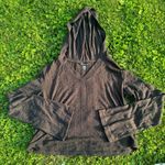 Athleta  Brown Crop Long Bell Sleeve Harmony Hoodie Knit Top Size XXS Photo 2