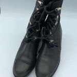 SGN Black Leather Lace Up Fur Trim Combat Boots Womens 37 Goth Witchy Whimsy Size 6 Photo 1