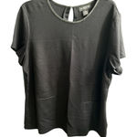 Liz Claiborne Careers short-sleeve faux leather trim top Size XL Photo 0