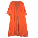 LuLaRoe ‎ Womens Medium Shirley Kimono Open Front Waterfall Duster Coral Peach Photo 4