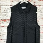 Equipment Femme Tegan Dress S P 100% Silk Black Chevron Sleeveless Button Front Photo 1