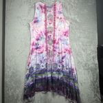 World Unity Dress 1X Plus Purple Tie Dye Boho Fairy Sharkbite Crochet Paisley Pink Photo 2