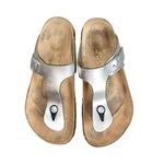 Papillio By Birkenstock Gizeh Metallic Silver Leather Slip Photo 4