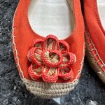 Etienne Aigner  Orange Espadrille Flats with Floral Detail Leather Upper Size 6 Photo 2
