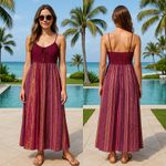 Xhilaration  Women Boho Maxi Sundress Dress L Vibrant Smock Back‎ Festival Beachy Photo 13