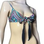 l*space L* Women’s S Black Multi Color Aztec Geometric Print Tie Front Bikini Top Photo 1