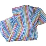 J.Crew NWT Faux-wrap Midi in Rainbow Gingham Striped Tiered Dress 0 Photo 2