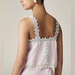 J.Crew NWT Lace-trim Squareneck Tank Top Linen Pink Photo 4