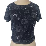 Justify  Size Medium Celestial Cosmic Top Cinched Sides Black Cropped Photo 0