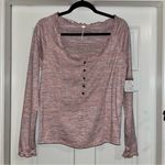 Free People NWT  Pink Long Sleeve Henley Photo 2