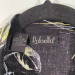 Rafaella Vtg Black Yellow Leaves Print 100% Linen Button Up Shirt Dress Size 10 Photo 4