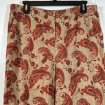 Petite Sophisticate  100% Linen Tan Brown Paisley Pant Trouser Size 10 EUC #4487 Photo 1