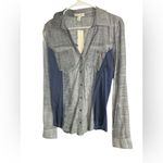 Elegant Gray and Navy Women's Button Down Shirt Size XL Photo 1