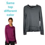 prAna Marin Pullover Mock Neck Long Sleeve Black Grey Stripe Shirt Size Small Photo 1