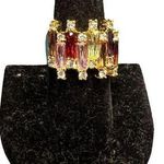 Palm Beach Jewelry 48231 Ring 7.44 TCW Emerald Cut Multicolor CZ Gold plate Size Photo 0