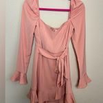 superdown NWT REVOLVE Khloe Peachy Pink Ruffle Tie Waist Flare Sleeve Dress S Photo 6